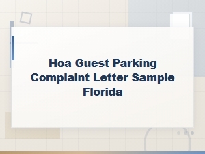 Florida Hoa Guest Parking Complaint Letter Sample